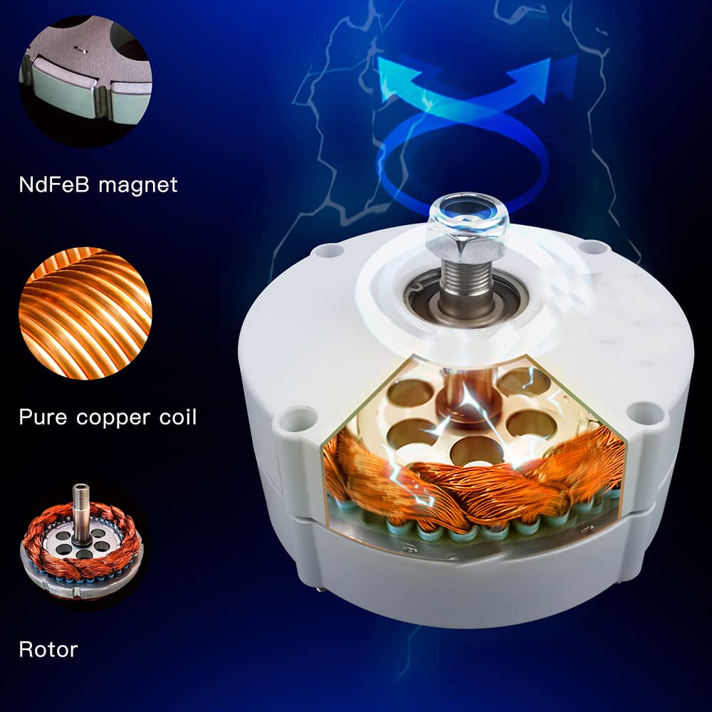 Generatore a magneti permanenti 600W, 12v,24v,48v alternatore Elettrico NdFeB a terre rare, 750r/m,generatore eolico alternatore sincrono Trifase,per Turbina Eolica Orizzontale (con base, 12V)