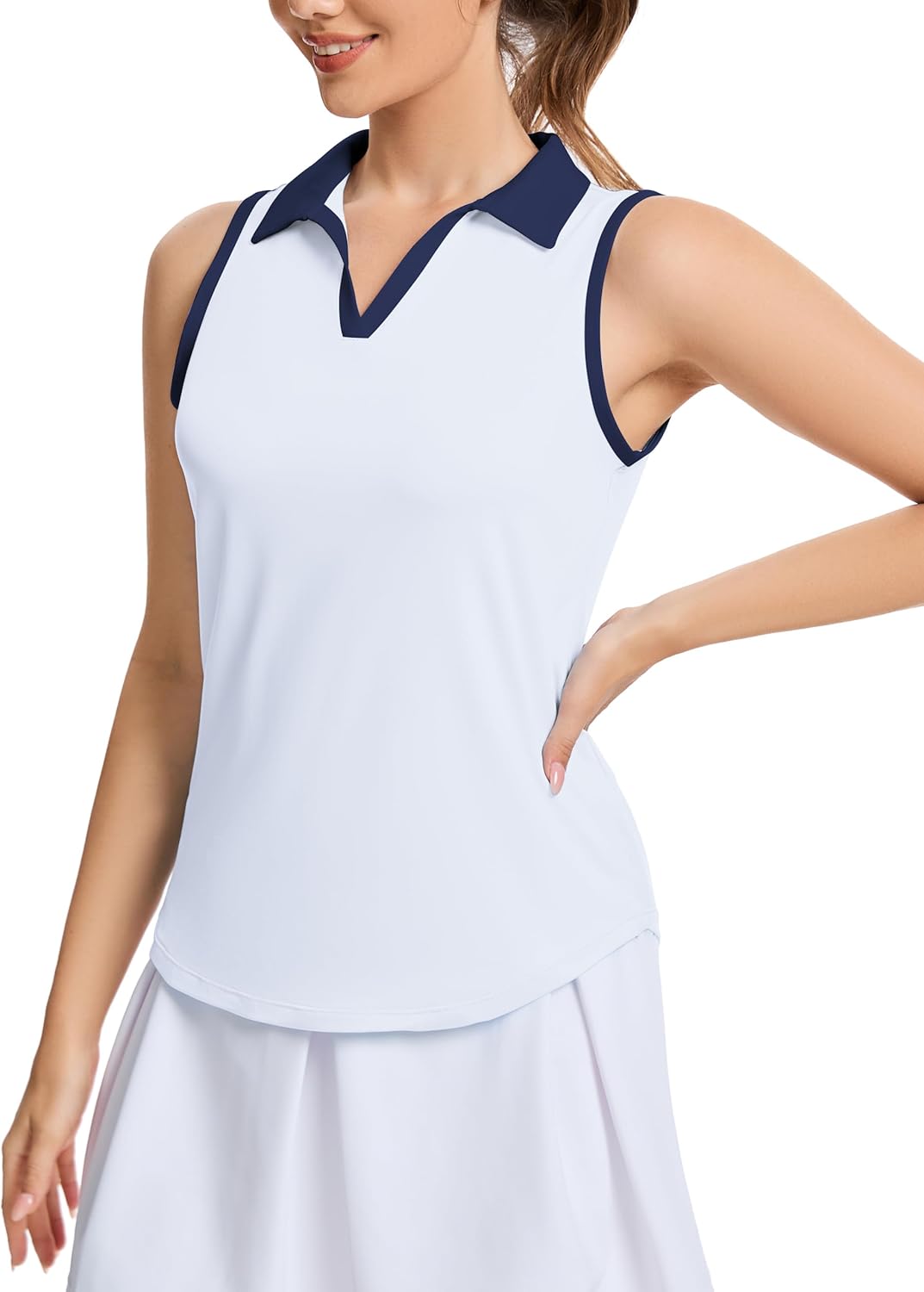 M MOTEEPI Womens Golf Shirts Sleeveless Polo Golf Shirts for Woman Quick Dry Ladies Tennis Tops Athletic Polo - Image 2