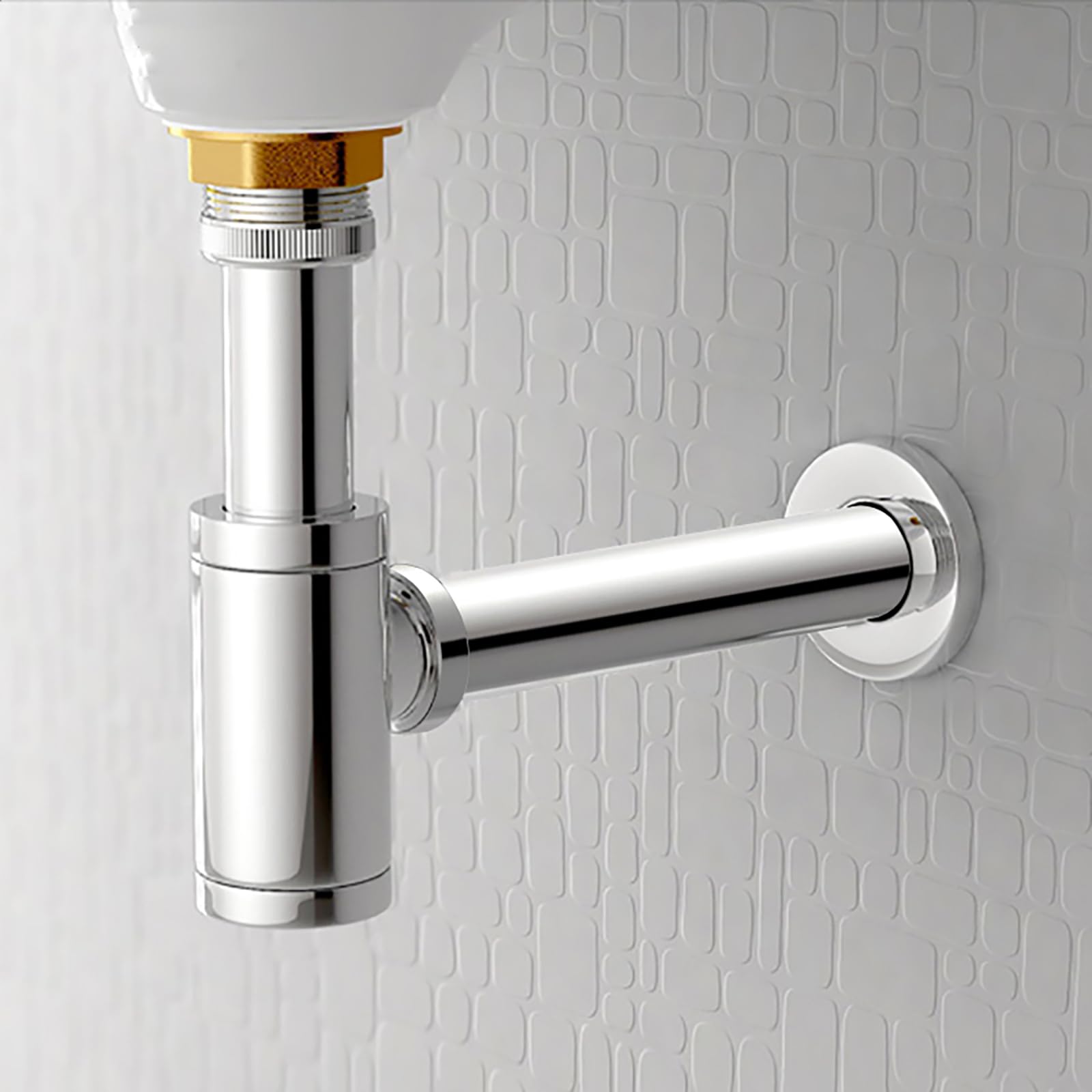 Sifone Lavabo Bagno con Troppopieno,Piletta Click Clack,Anti-Odore & Insetti,Accessori per Scarico Lavello Tubo Scarico Lavandino,G 1 1/4"