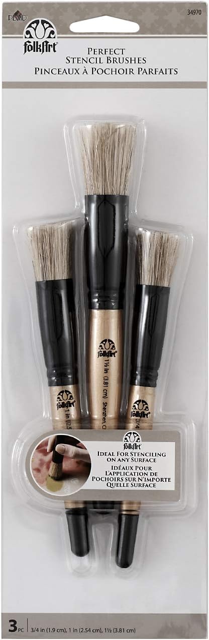 FolkArt 34970 Perfect Stencil Brush Set, 3 PC, Multi