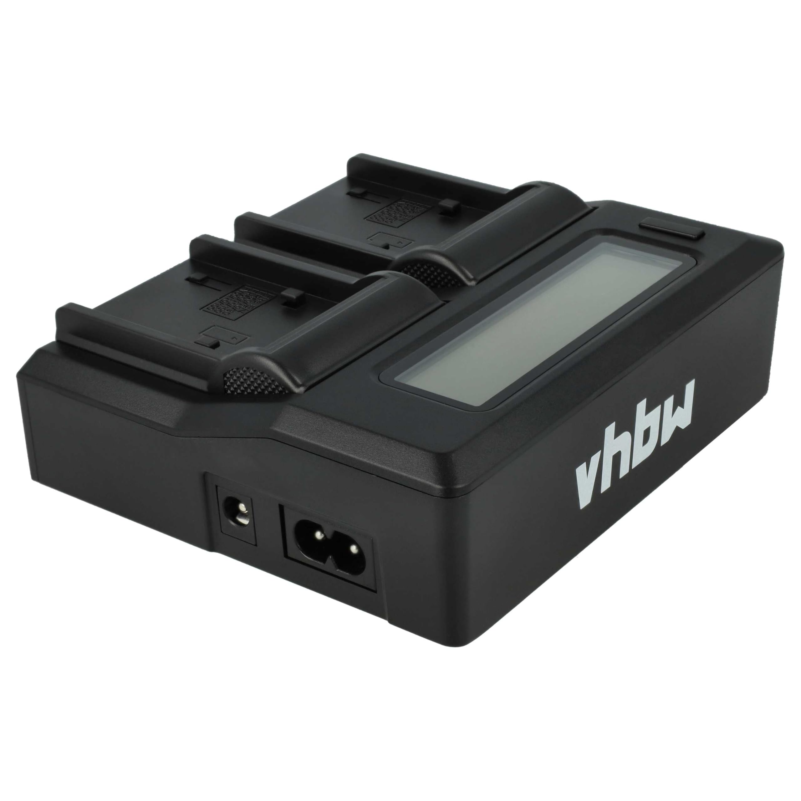 vhbw Podwójna ładowarka kompatybilna z Sony HDR-PJ220E, HDR-PJ260, HDR-PJ220EB kamera/akumulator – ładowarka z wyświetlaczem, wskaźnik ładowania, 5 V
