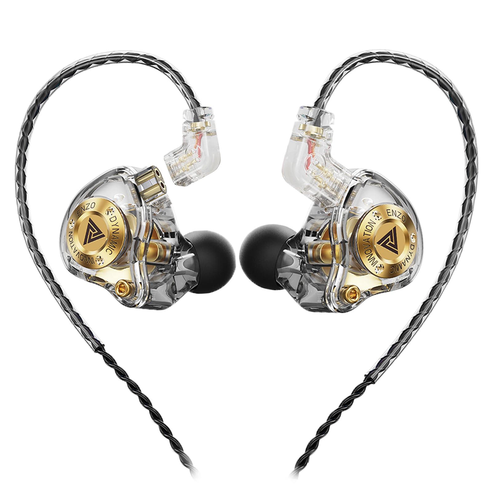 Piluyaa Casque de jeu filaire IEM avec 1DD, QKZ ENZO moniteur intra-auriculaire, écouteurs HiFi amovibles, son de basse avec nouveau pilote dynamique de 11 mm pour jeux vidéo et musique (gris)