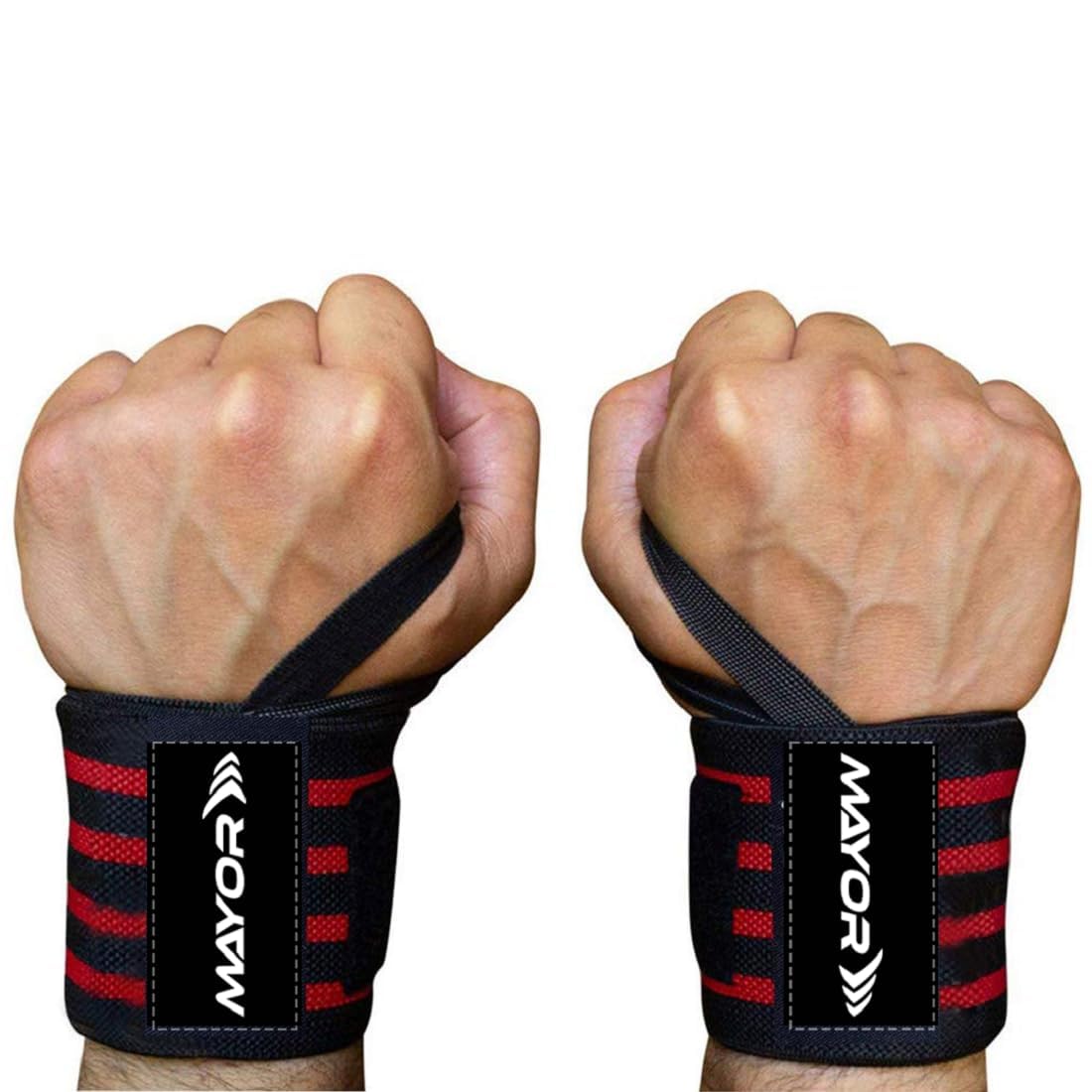 Mayor Secure Cotton Wrist Supporter for Men & Women with Thumb Loop Straps - Wrist Wrap Gym Accessories for Hand Grip & Sports Support (Red/Black)-image-49