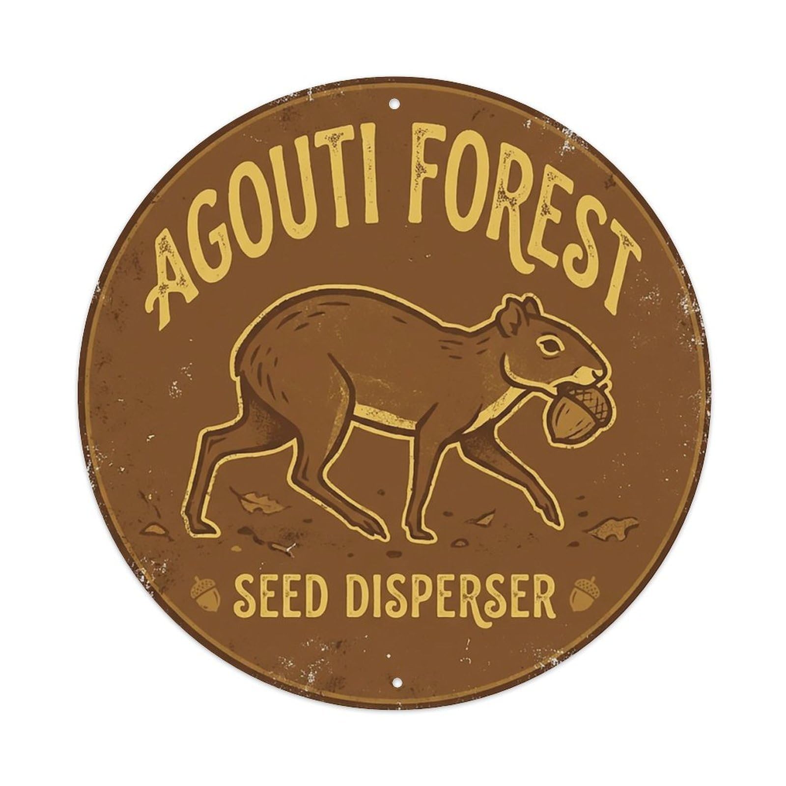 Odgynaw 8X8inch(20X20cm) Agouti Forest Seed Disperser Metal Tin Sign