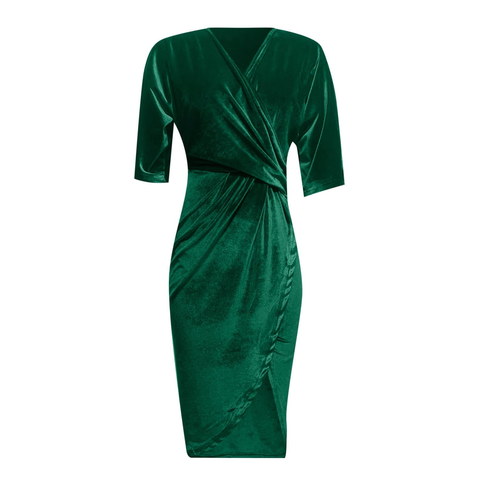 Vestido de noche sexy con cuello en V, falda irregular, vestido de terciopelo dorado