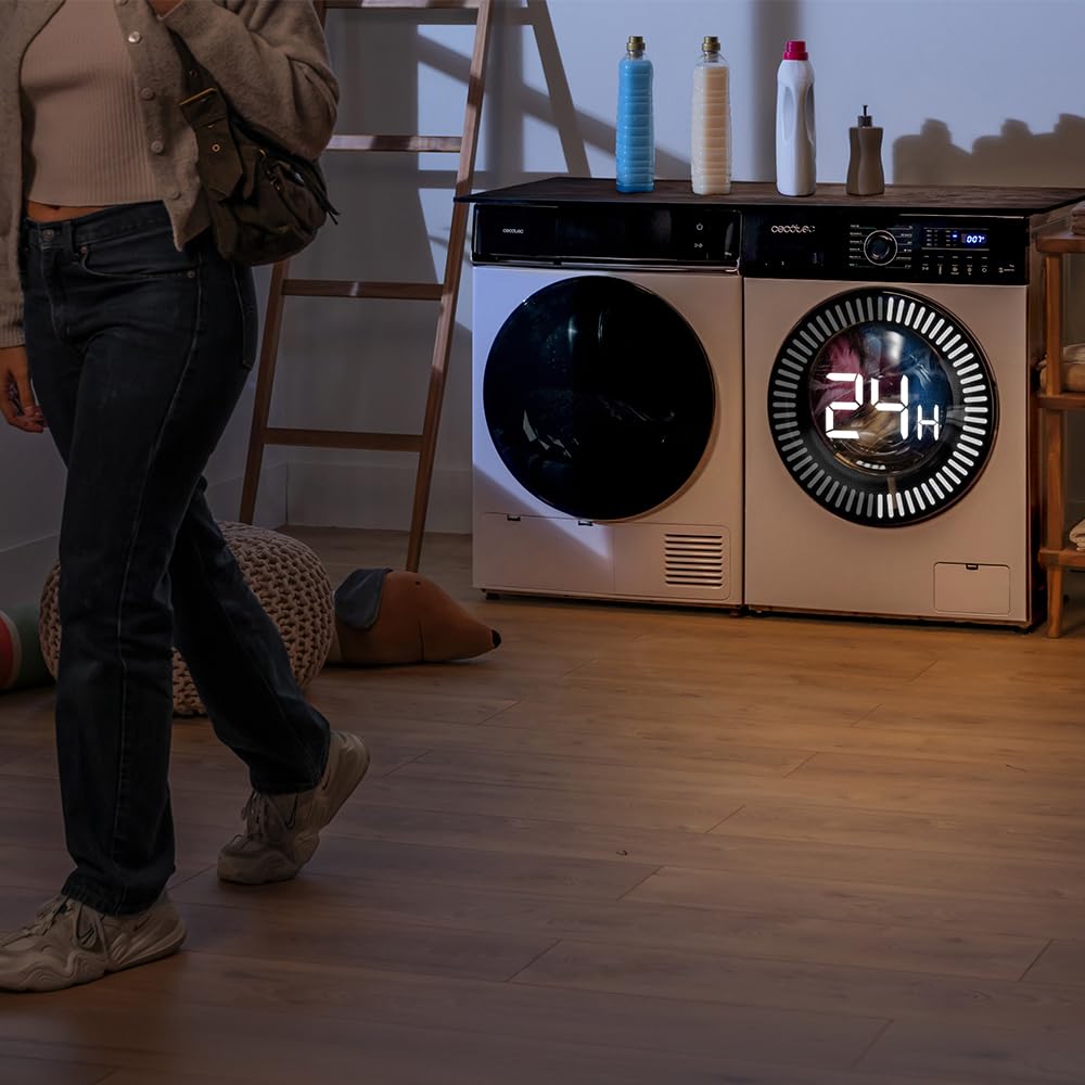Cecotec Lavatrice 9K Carico Frontale Bolero DressCode 9155 Inverter. Classe A, 1400RPM, 12 Programmi, Inverter Plus, Basso Consumo, Steam Max, Drum Clean, Delay Start, PreWash, Pannello Controllo LED