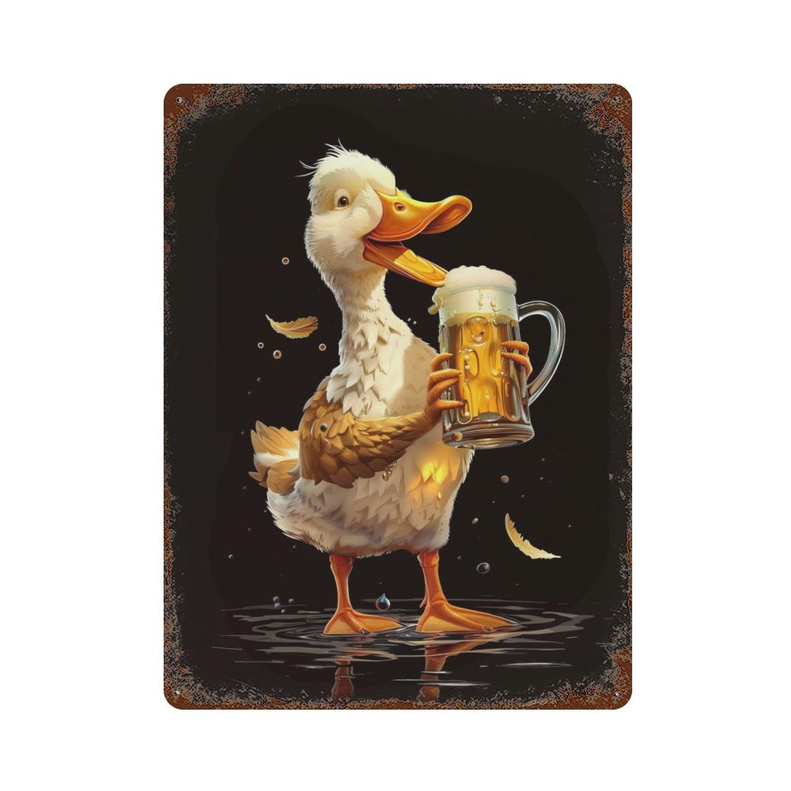 Duck Beer Vintage Rust Metal Sign 15.7"x11.8", for Basement, Hobby Room And Garage Decor, Farmhouse Wall Decor
