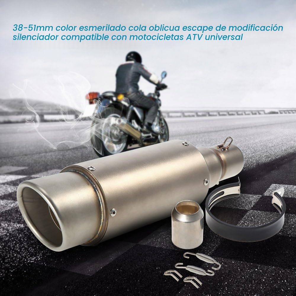 Montaje de Cola Oblicua Silenciador de Escape Moto, 38-51mm para Motocicletas ATV Universal, Color de Glaseado