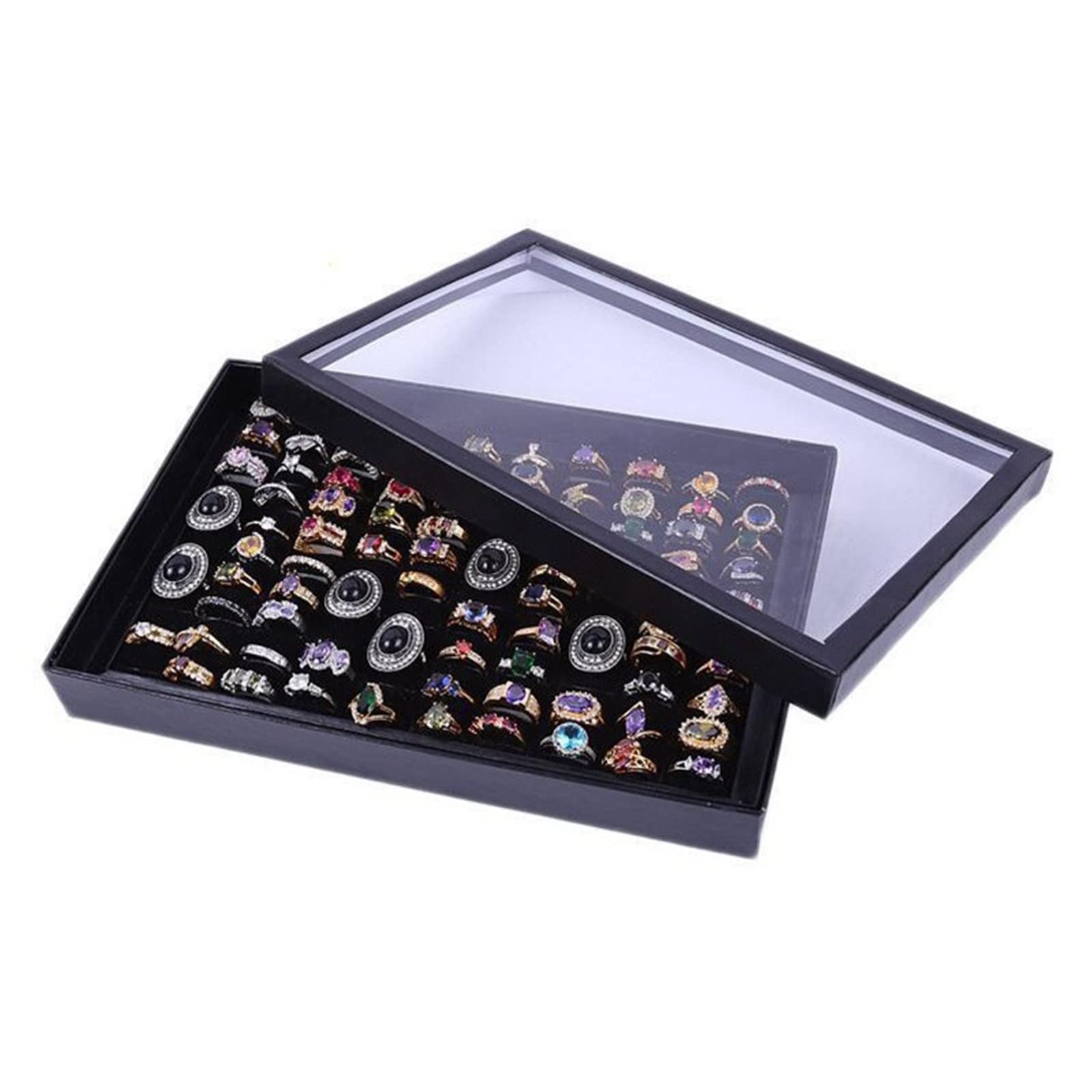 DNCG Caja organizadora de joyas, caja expositora de anillos de esponja, estuche protector de cartón for almacenamiento de joyas, escaparate, anillo, gemelos, bandeja de joyería