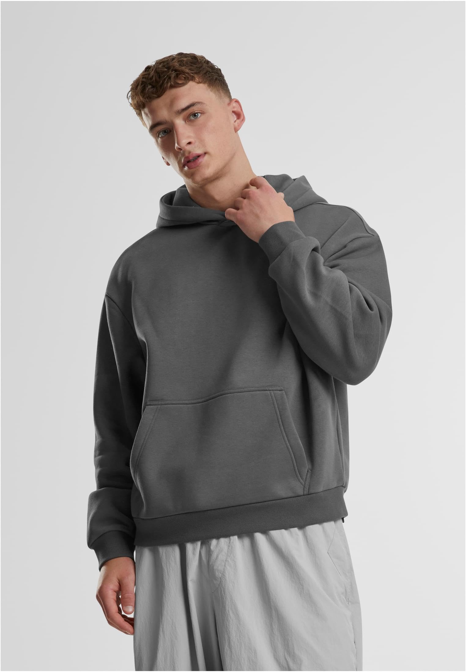 Urban Classics Męska bluza z kapturem Fluffy Hoody, luźna bluza z kapturem dla mężczyzn, oversize fit, rozmiary S-5XL, Magnet, 3XL