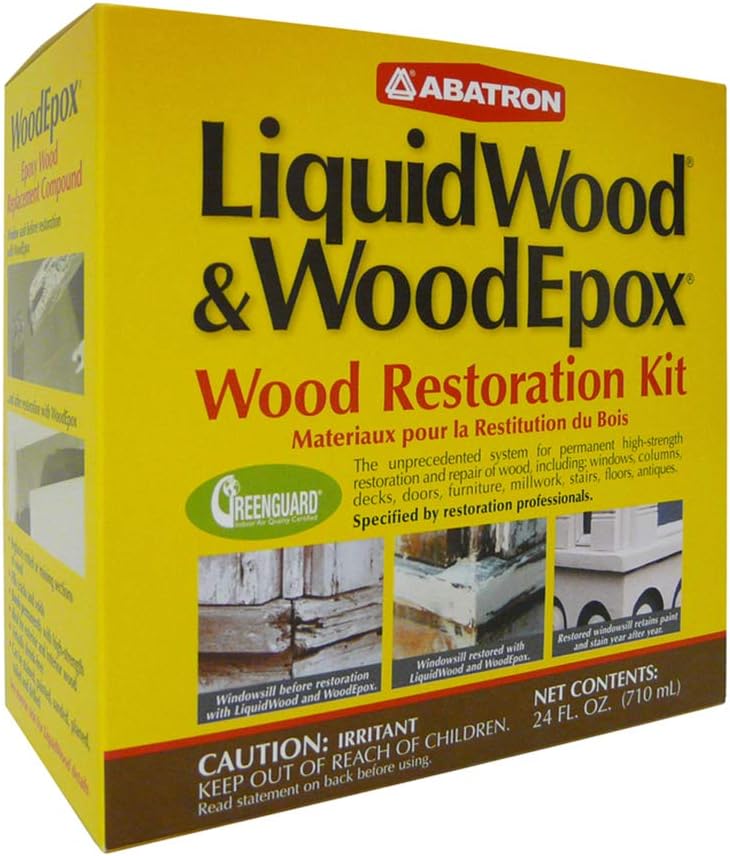 Abatron Wood Restoration 24 Ounce Kit – Includes 12 Fluid Ounces of LiquidWood Epoxy Wood Hardener/Consolidant and 12 Fluid Ounces of WoodEpox Epoxy Wood Filler