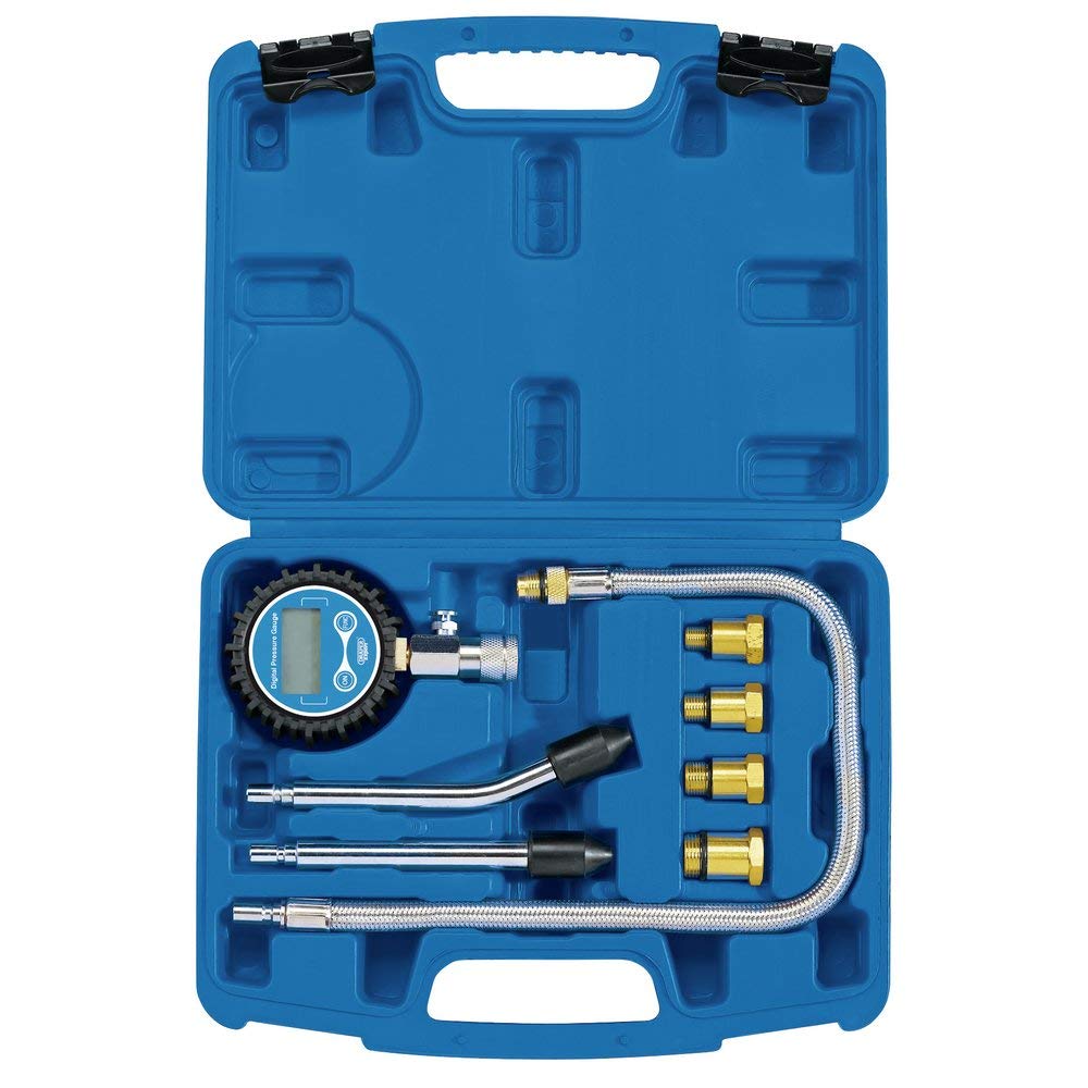Draper 35885 Kit de prueba de compresión de gasolina digital (8 piezas)