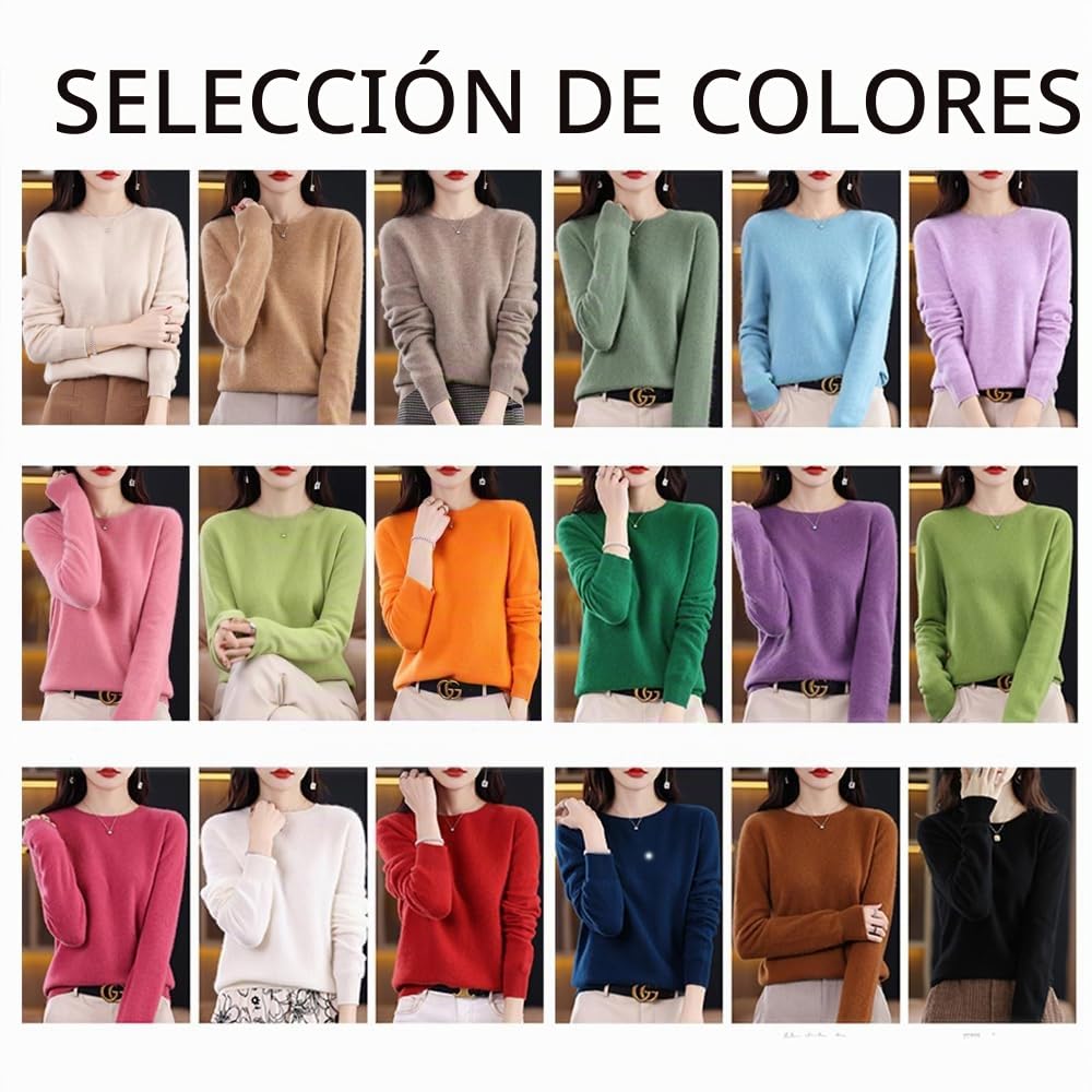 Suéteres de Cachemira para Mujer, jerséis de Cachemira, suéter de Lana Merino para Mujer, suéter de Punto Ligero (Púrpura,XXL)