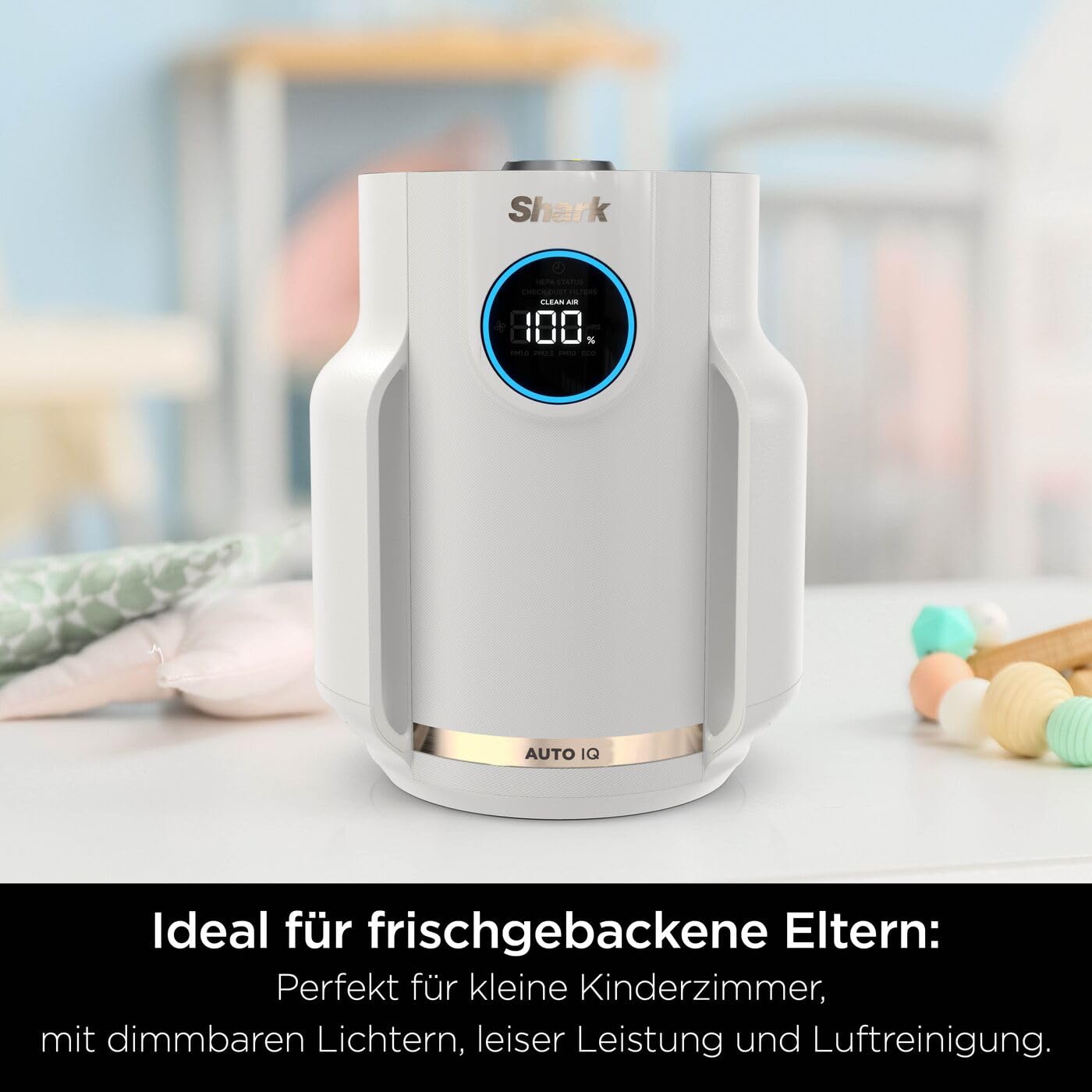 Shark NeverChange Luftreiniger für Allergiker, 23 m² Raumabdeckung, bis zu 5 Jahre, kompakter Luftfilter, HEPA-Filter, fängt 99,97% der Allergene wie Staub ein, leise, LED-Display, Dove HP072EU