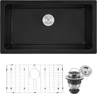 Black Kitchen Sink, 30 Inch Granite Composite Undermount Kitchen Sink