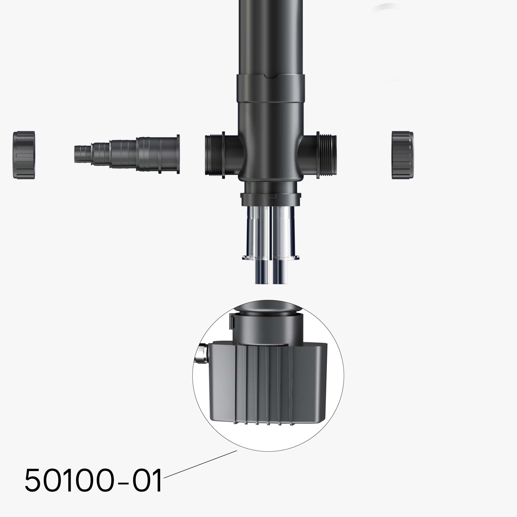 Część zamienna SunSun do odstojnika CUV-155 - jednostka łącząca - do filtrów stawowych, lamp UV, akcesoriów do odstojnika UVC