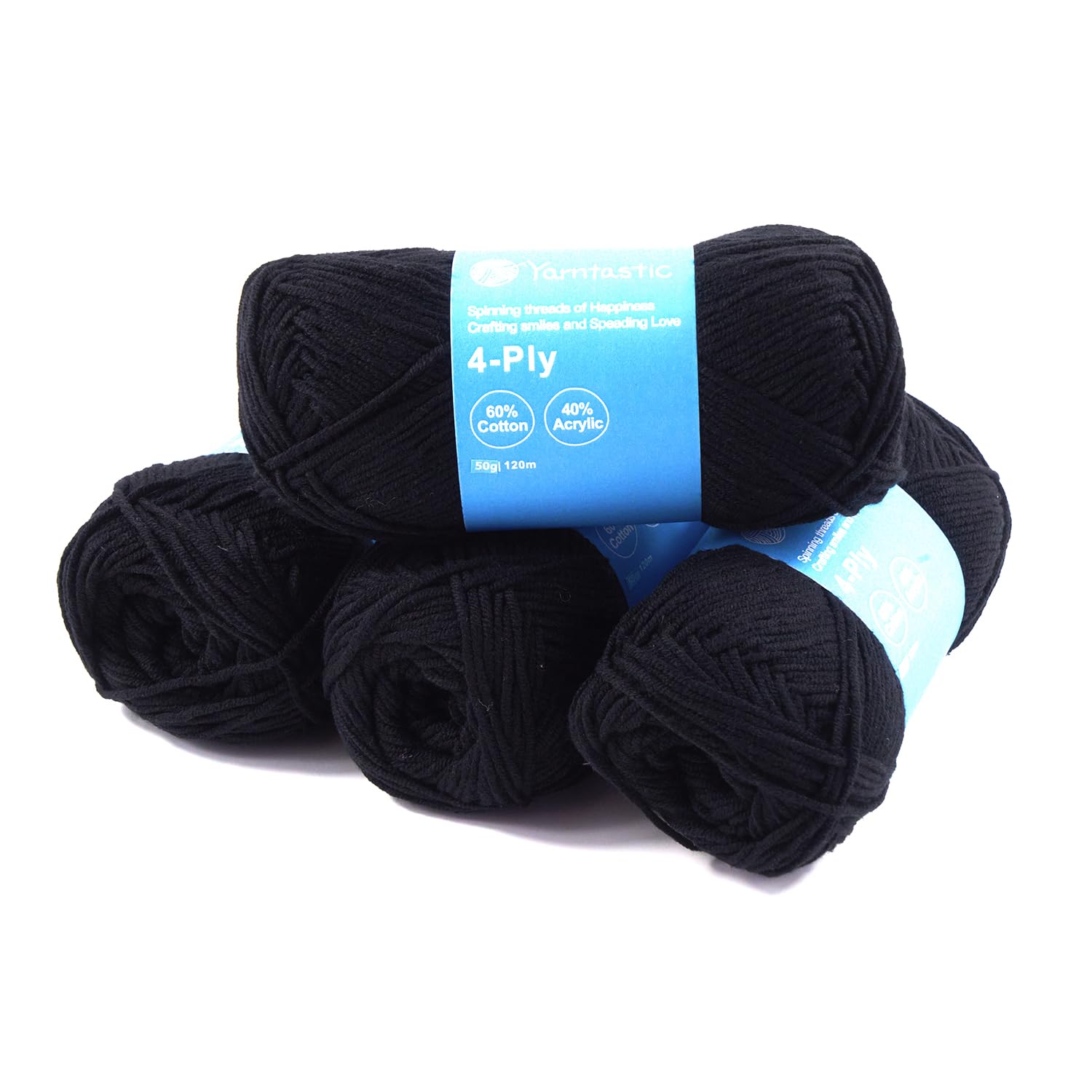 Yarntastic 50g x 4 Balls in a Pack, 4 Ply Yarn, 16 Wraps per inch (About 2.5cm), 60% Cotton 40% Acrylic Blended