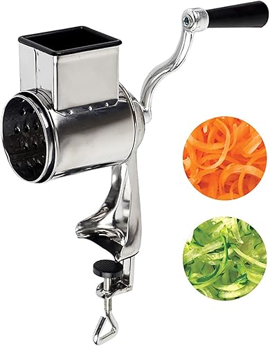 Rallador rotativo de acero inoxidable y rebanador de cebolla Rallador de cebolla Cortador de verduras de mano Cortador de verduras Trituradora de