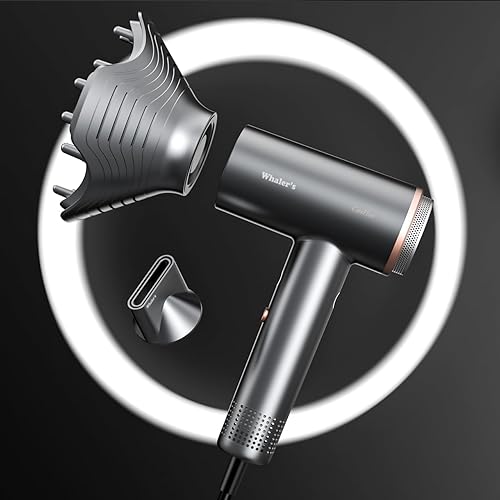 Miniatura 2 de WHALER'S Secador de pelo profesional iónico de 1400 W, secado rápido, 4 ajustes de velocidadcalor y disparo frío, voltaje dual para viajes, incluye
