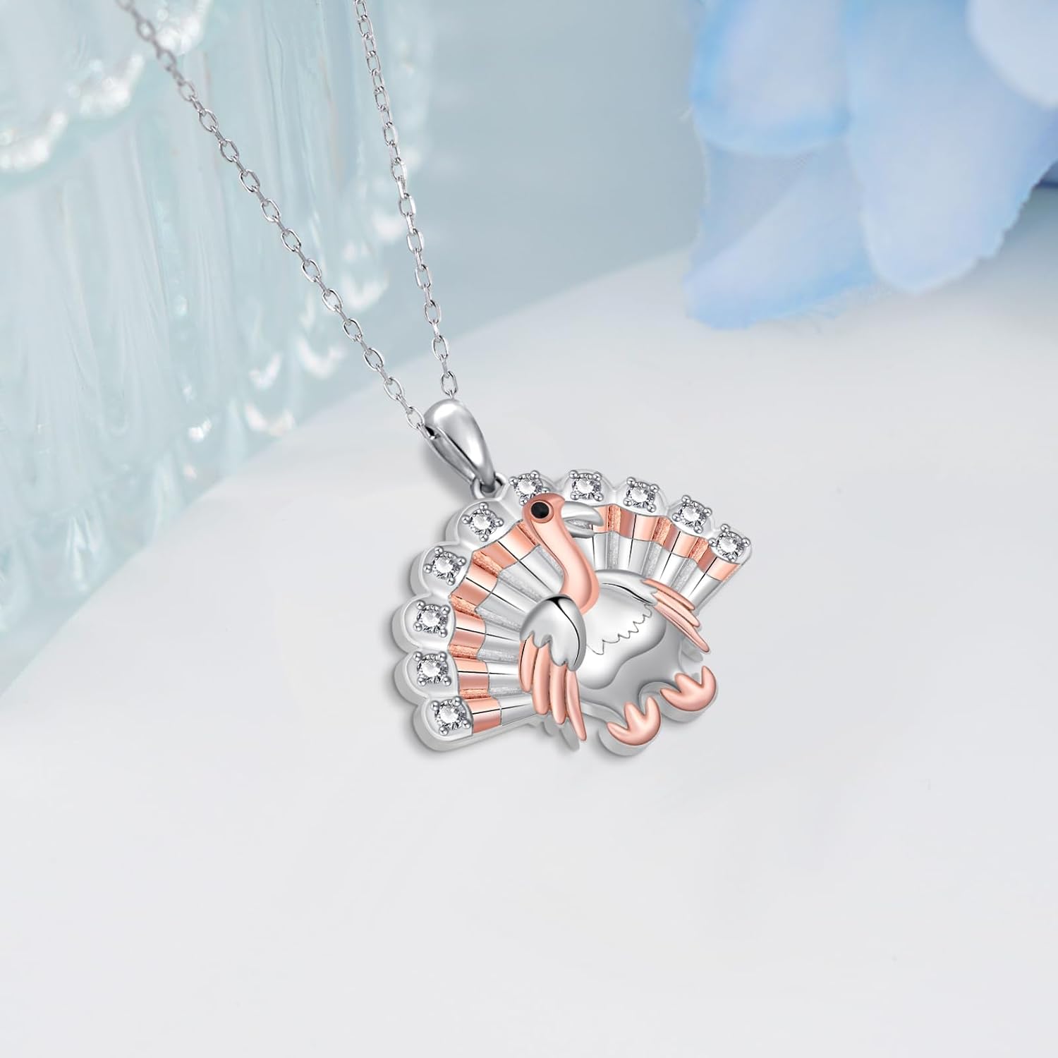 Turkey Necklace 925 Sterling Silver Thanksgiving Necklace Turkey Necklace for Women Thanksgiving Jewelry for Women - Image 2