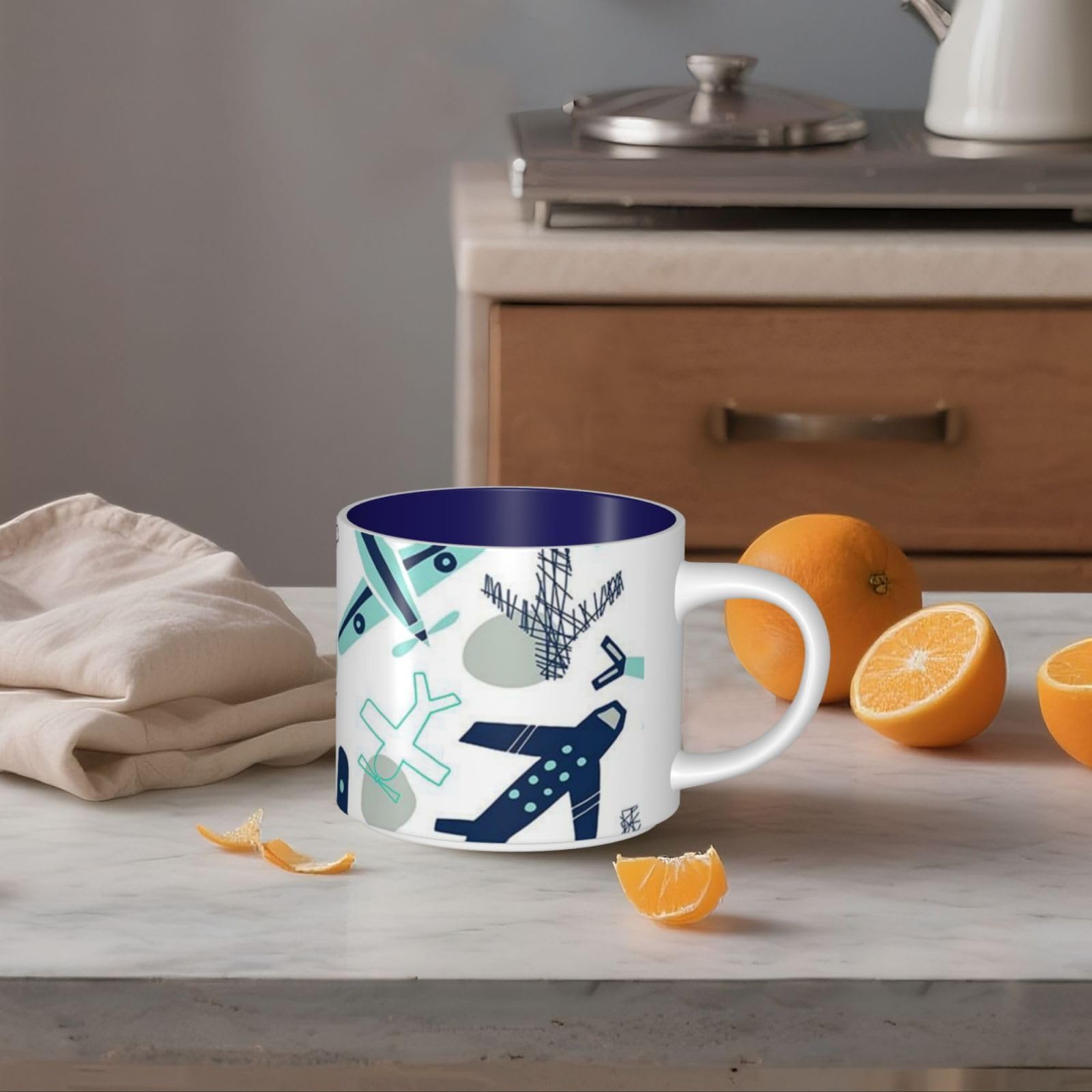 Ceramiczne kubki z nadrukiem samolotu o dużej pojemności filiżanka do kawy