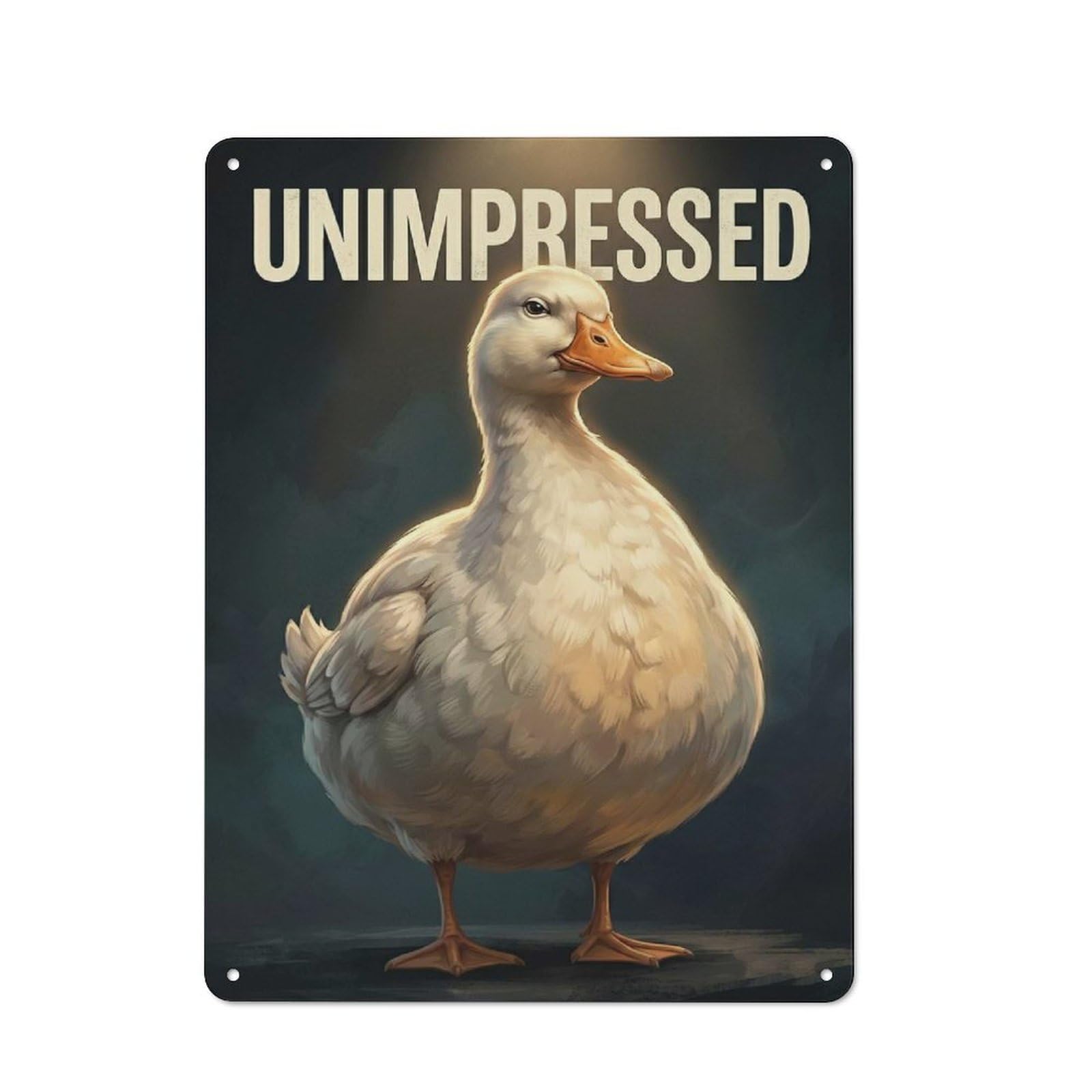 Unimpressed Duck Decorative Tin Plaque 40x30cm, Decorative Novelty Wall Art for Hallway, Home Bar, Garage Or Study