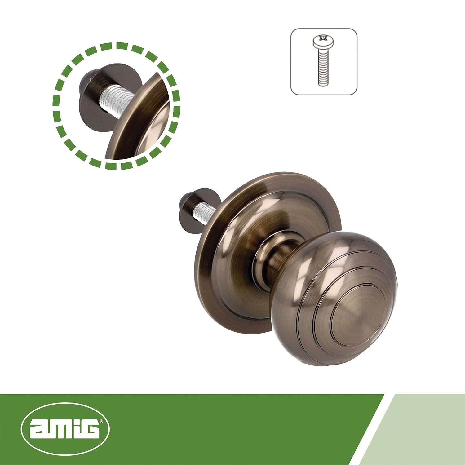 Amig - Pomo Mod 14 Plateado Redondo de Latón Macizo con Acabado Cromado Mate para Puertas Exteriores de Entrada - Diámetro Tirador Ø61 mm · Altura 72,5 mm - Incluye Tuerca de Fijación