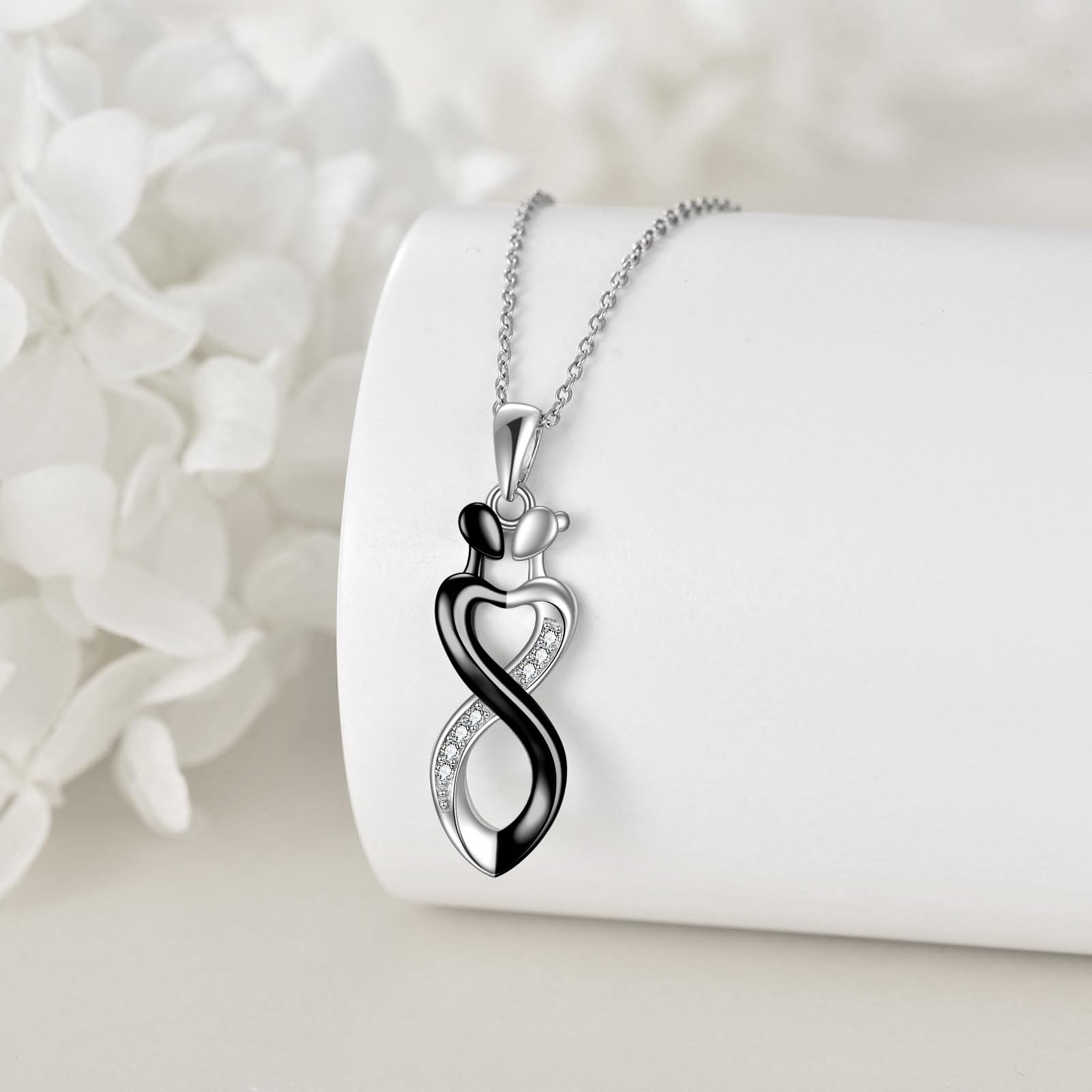 YAFEINI Umarmung Halskette 925 Sterling Silber Kuscheln Paar Schmuck für Sie Umarmung Anhänger Kette für Paar Jahrestag Valentinstag Geschenke für Frauen Freundin