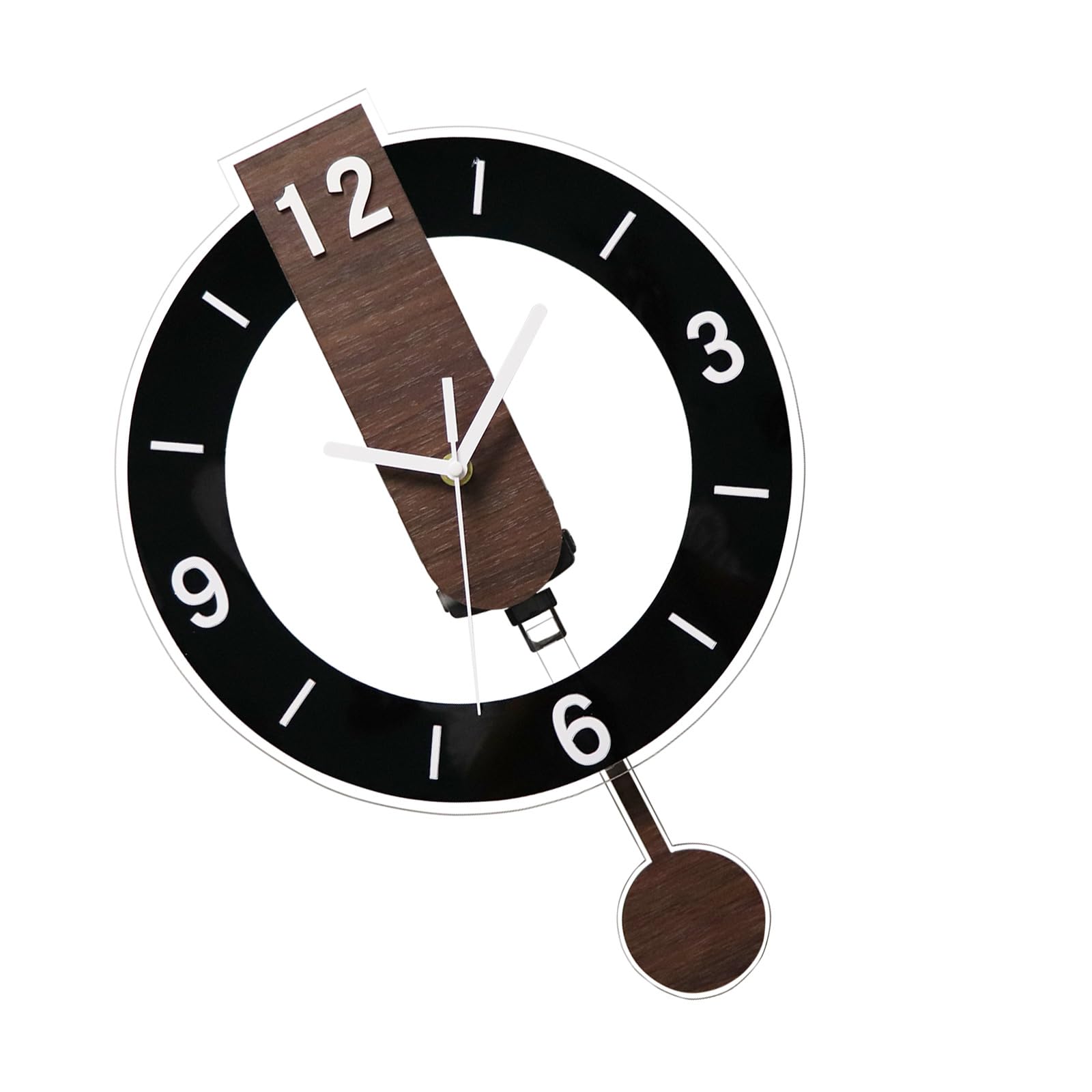 Jazuaiao Modern Quiet Wall Clock Large Arabic Numerals Wood Grains Acrylic Hanging Clock with Pendulums for Home Decors Wall with Pendulums