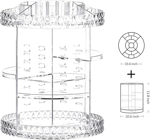 Miniatura 3 de Organizador de maquillaje giratorio de 360 grados, caja organizadora de almacenamiento de maquillaje ajustable de 7 capas para lápiz labial y