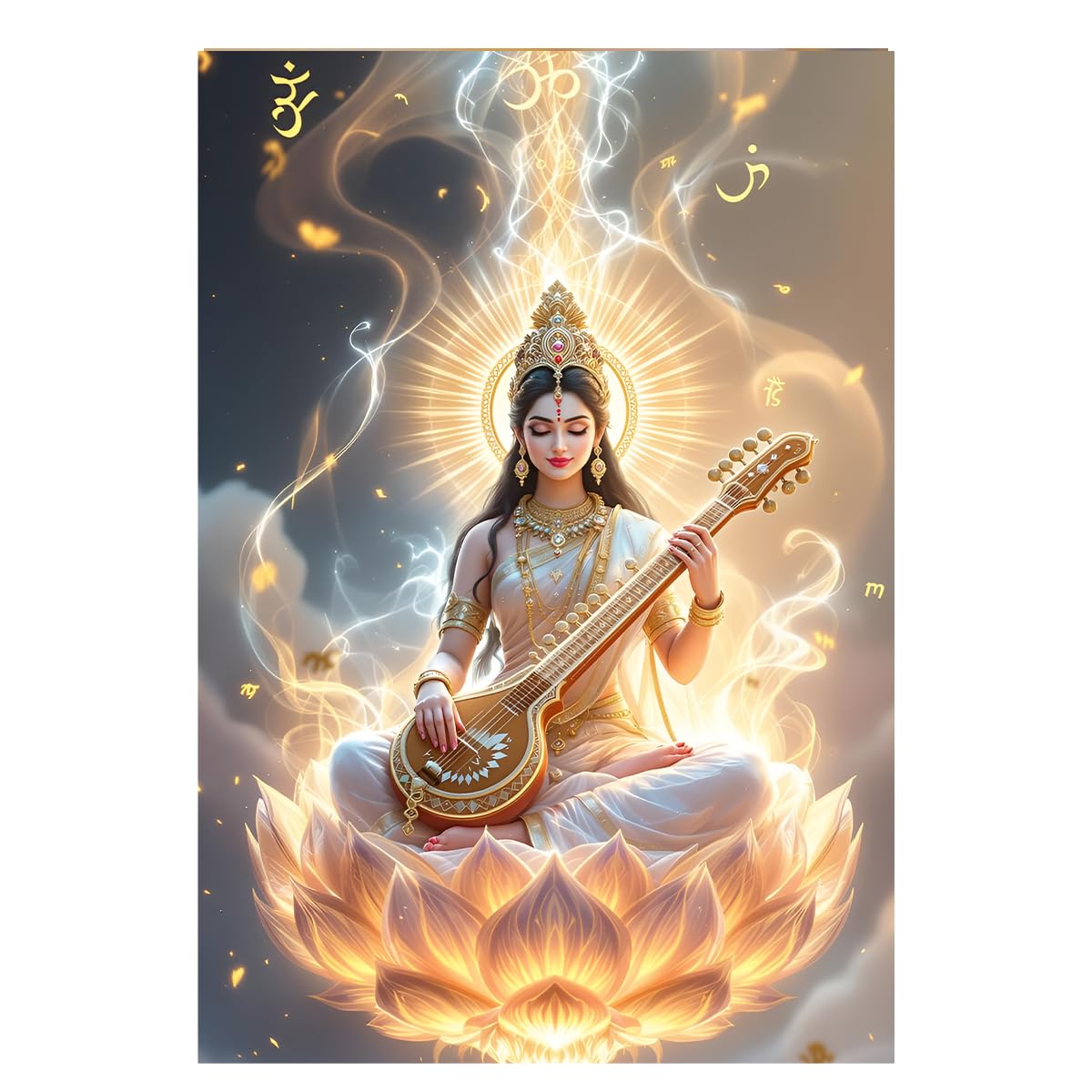50 Cm Saraswati Ma Wall Sticker - Self Adhesive Sticker (Pack of 1)-image-25