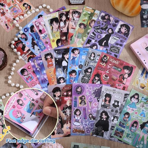 Image of Girl's Japanese Retro Sticker Book, Y2K Showa Theme - 800+ Cute Old Showa Style Old Items Stickers, for DIY Scrapbooking Journaling Handbook Decoration
