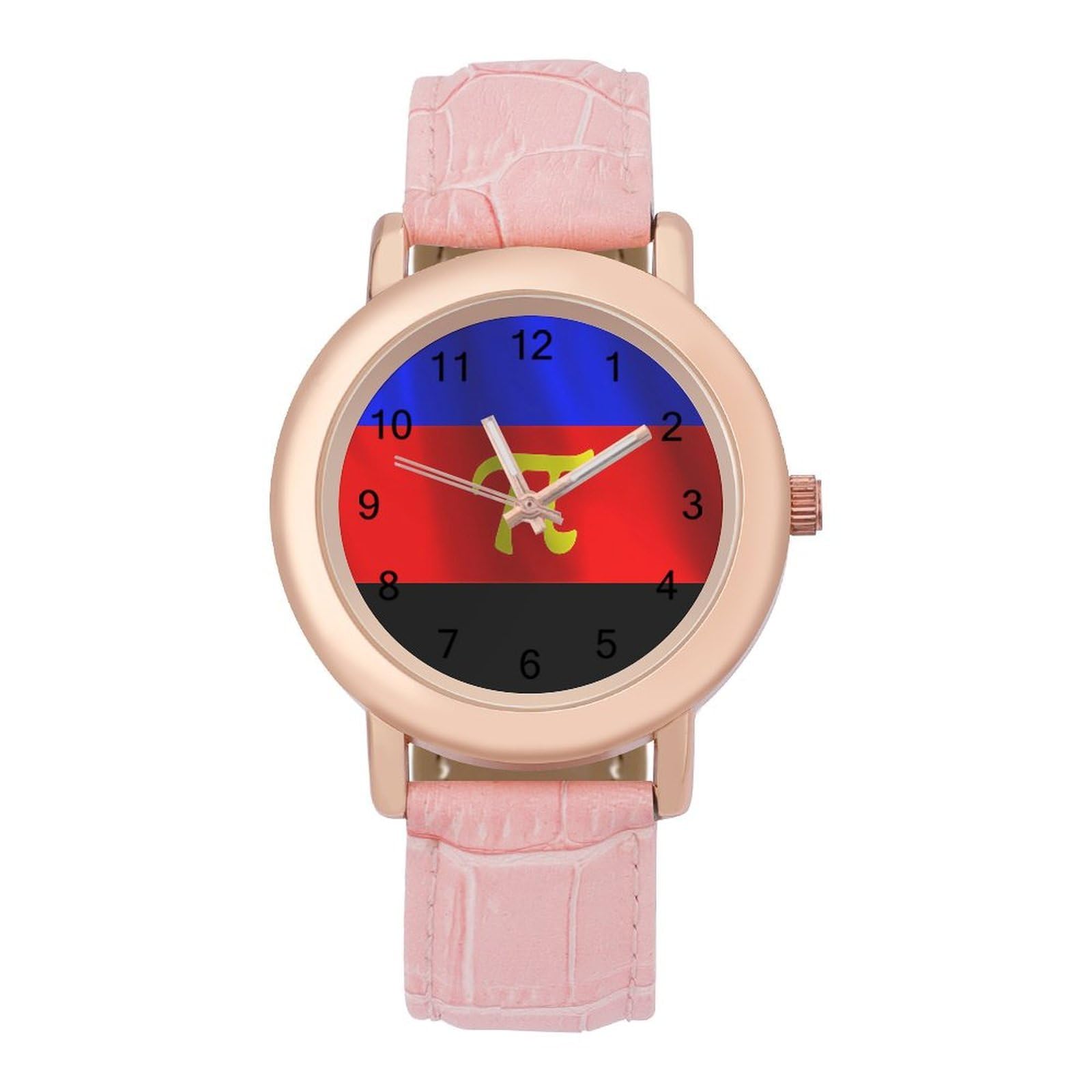 Flag of Polyamory Damen-Armbanduhr, leicht ablesbar, flexibel, mit drei Zeigern, rundes Gehäuse, Quarzuhr für kleine Handgelenke