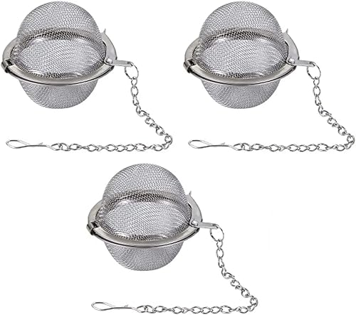 2 bolas de té de malla de acero inoxidable de 2.1 pulgadas, filtros de colador de té para té, infusores de té para té suelto, té más pronunciado,