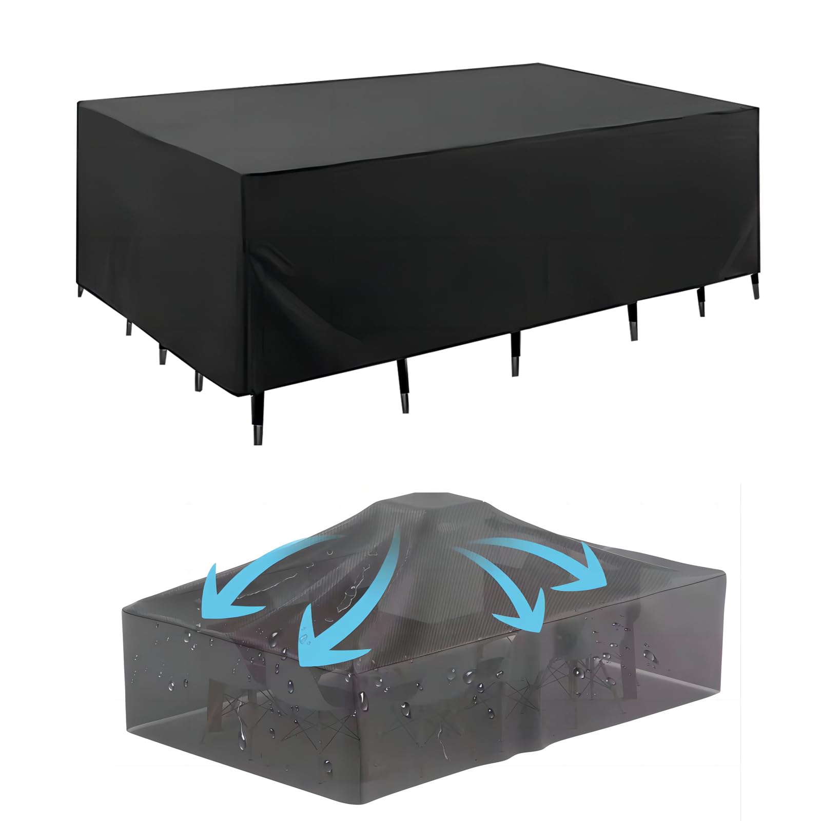 Copertura protettiva per sedia da giardino 600D Oxford impilabile, impermeabile e resistente ai raggi UV, copertura per sedia da giardino 240x60x60cm