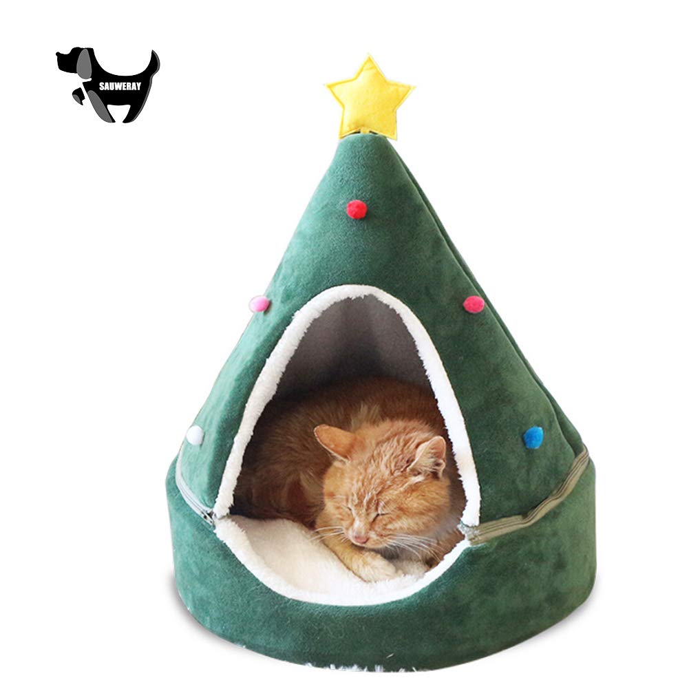 Niche chat 2 en 1 lit pyramide auto-isolant rouge vert