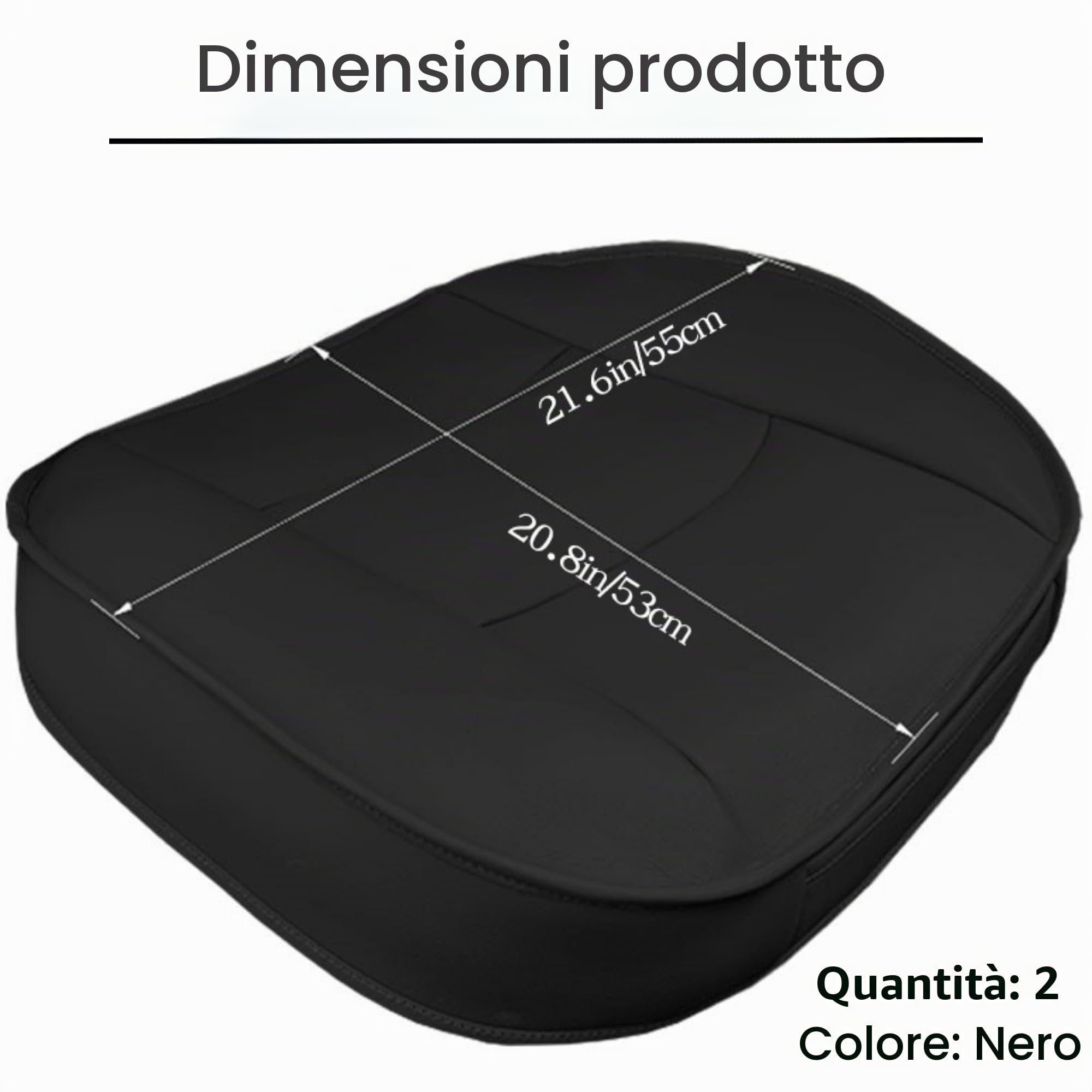 SUQ 2PCS Copertura Sedile Anteriore, Premium PU Copertura Sedile Dell'Automobile, Impermeabile Cuscino Sedile Dell'Automobile, Protezione Cuscino Sedile per Maggior Parte Veicolo, Nero