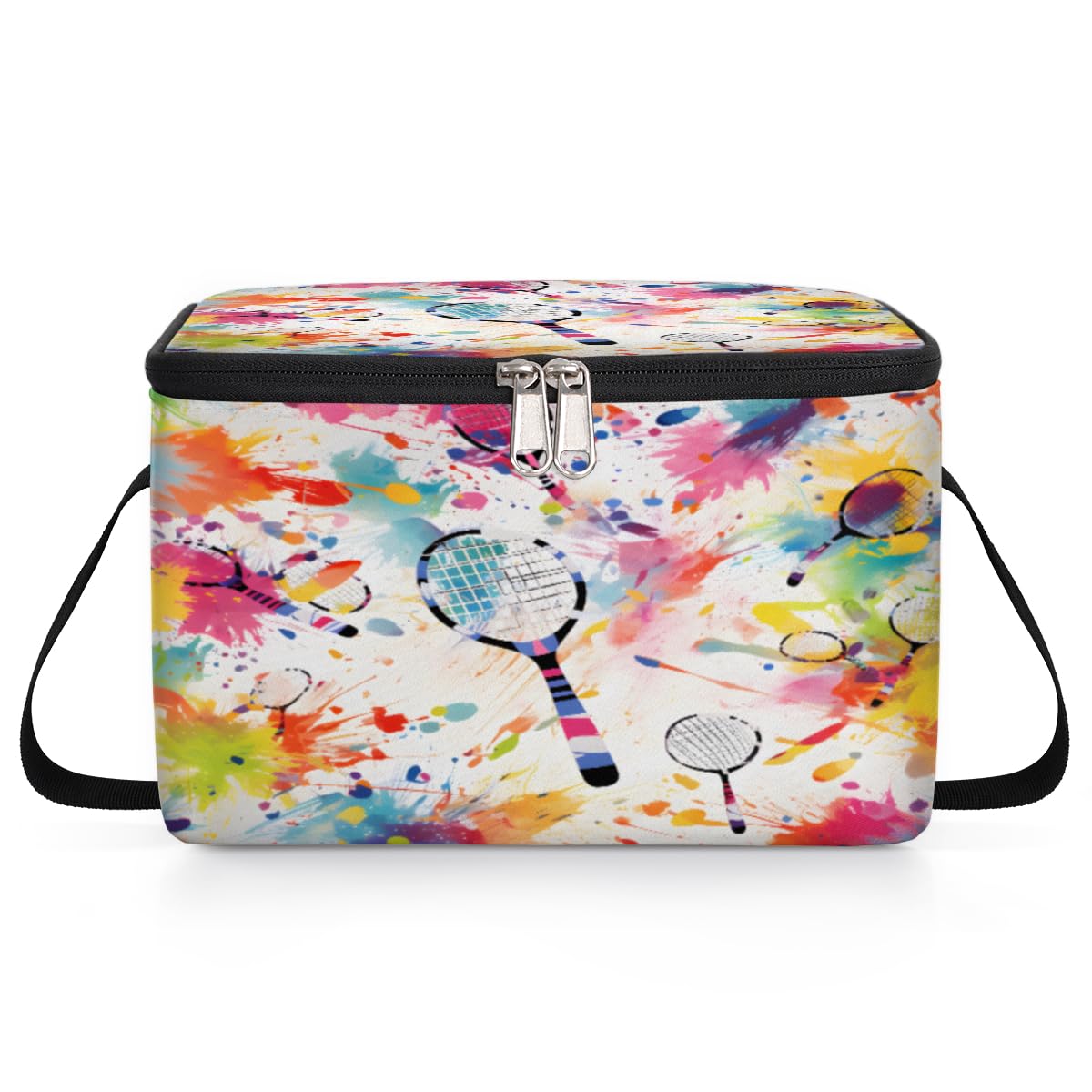 GzLeyigou Tennis Racket Lunch Bags for Women Men 9 Cans, Hot & Cold Food Delivery Bag Insulated Grocery Bag Insulated Lunch Box Cooler Bag for Office Work Picnic Beach