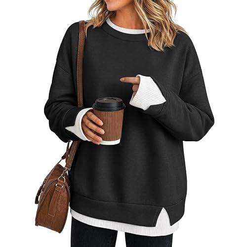 Baggy Longline Crew Neck - A-black