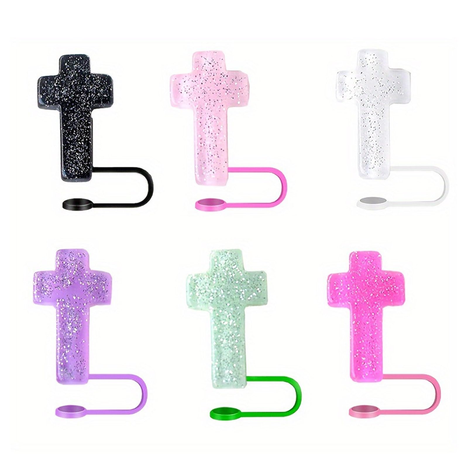 JOKOTI Pack Of 6 Colorful Resin Straw Tip Covers Religious Straw Protectors Sweet Straw Covers Religious Shape Straw Covers