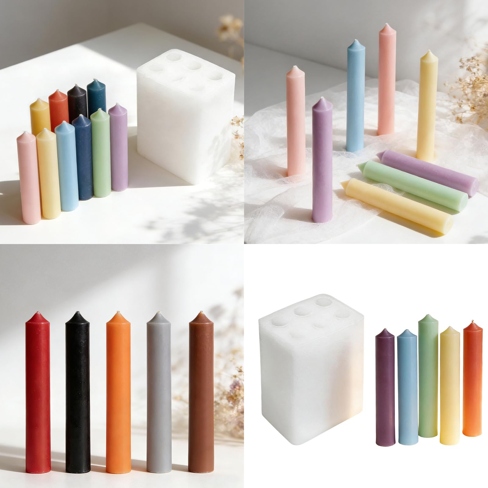 Molde de vela de silicona para largo con materiales de calidad alimentaria y diseños de fácil liberación Molde de silicona de calidad alimentaria