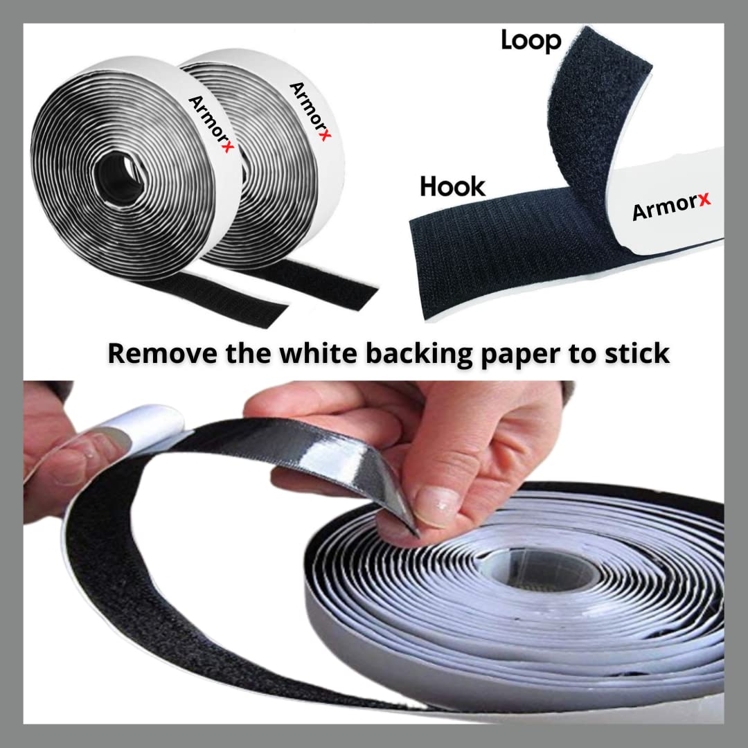 Armorx Self Adhesive Fastener Hook & Loop Multi-Functional Mounting Stick-On Tape - White - 25 feet 2