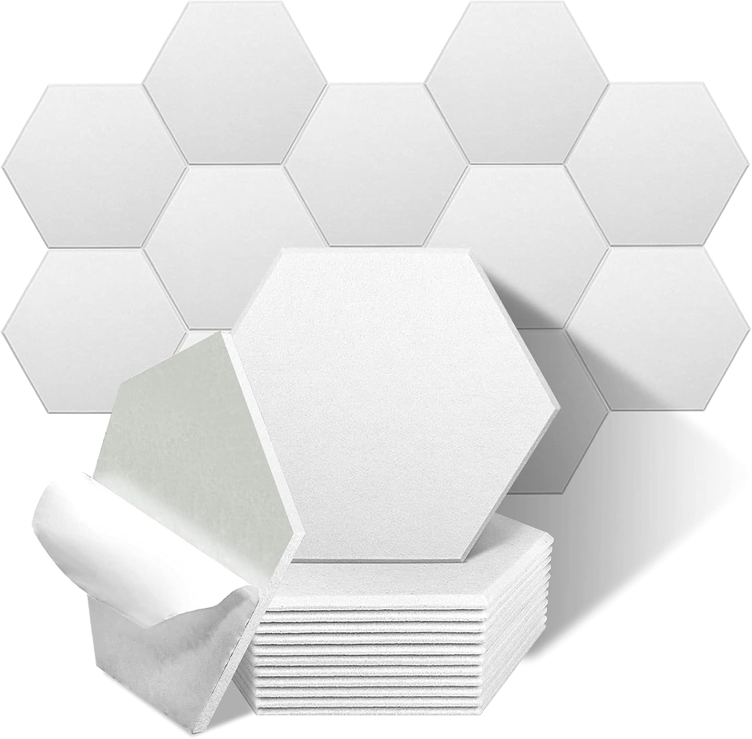 12 Pcs Acoustic Panels,Self-adhesive Sound Dampening Panels, 12 X 10.5 X 0.4 In Sound Proof Foam Panels,High Density Sound Proofing Padding for Wall, Acoustic Treatment for Studio, Home (White)