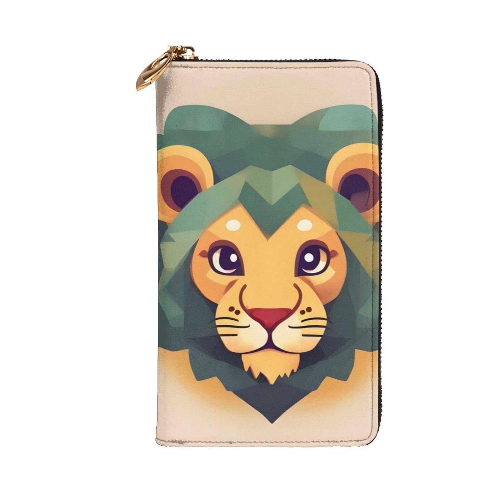 YYHHAOFA Cartoon lion Printing Leather long clutch wallet : Comfortable, lightweight, waterproof, durable 7.48 x 4.13 in