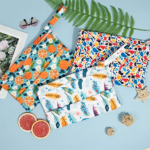 Image of Babygoal Wet Dry Bags for Baby Cloth Diapers, Washable Travel Bags, Beach, Pool, Gym Bag for Swimsuits & Wet Clothes with Two Zippered Pockets 3 Pack, 3LN21