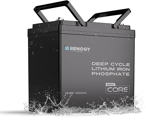 Renogy 100Ah 12.8V LiFePO4 Lithium Leisure Battery, 1280Wh with 100A BMS & Low Temp Protection, IP65 for Motorhome, Caravan, Campervan, Marine & Solar Power