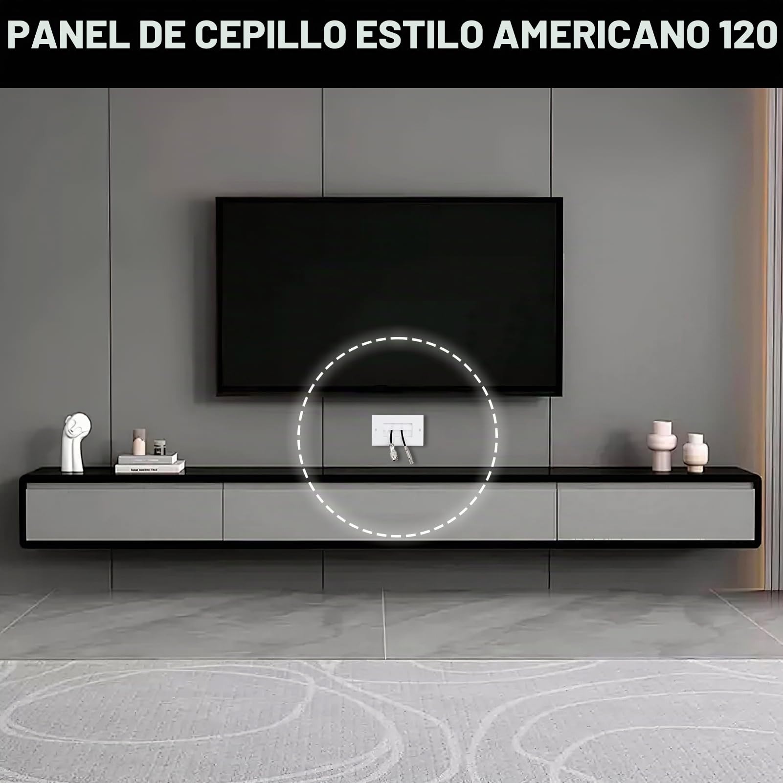 2 Piezas Placas de Pared con Cepillo para Pasacables, Cubierta Empotrable para Ocultar Cables de Electrodomésticos y Equipos Electrónicos, Placa Frontal Para Cable Salida Pared Salida