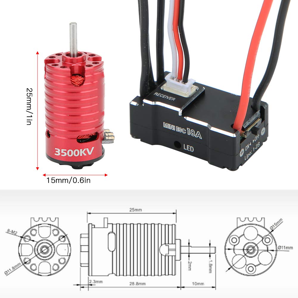 Brushless Motor 18A ESC High Performance Set for 1/24 1/28 1/32 RC Cars