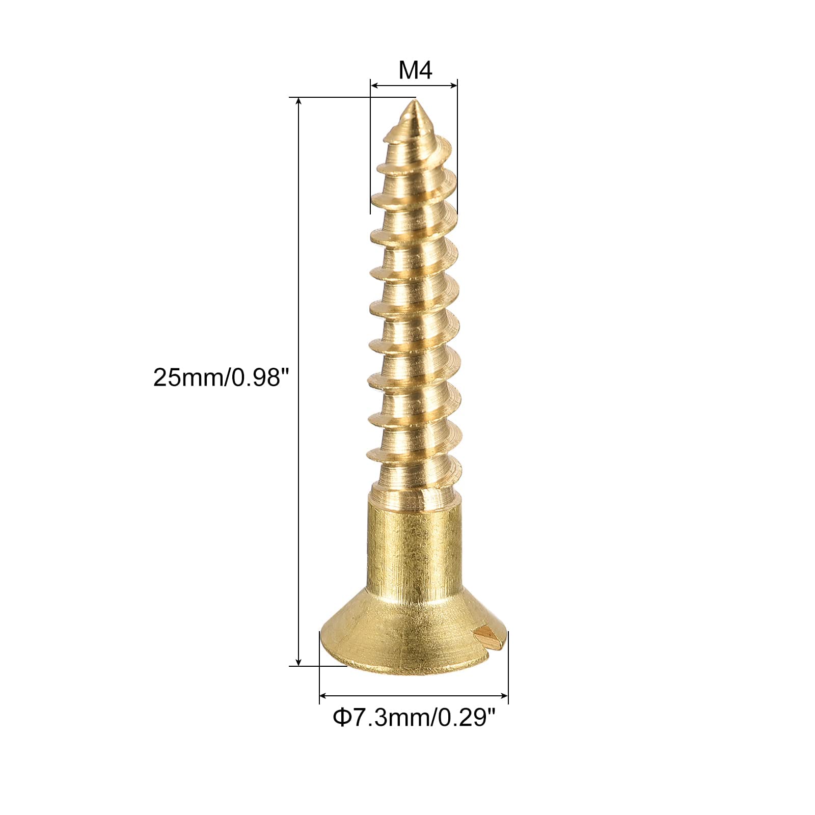 TA-VIGOR 100Pcs Self Tapping Screws, M4 Slotted Flat Head Screw, 25mm Round Head Slotted Tapping Screws - Image 2