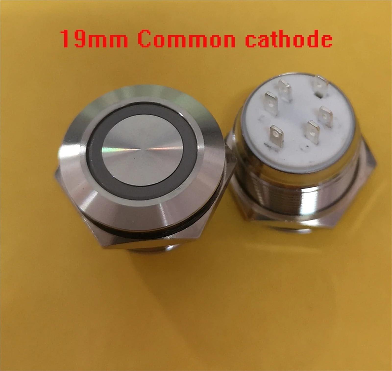 16 mm, 19 mm, 22 mm chwilowy, trójkolorowy pierścień LED, metalowy przycisk, 1 sztuka (biały kolor LED, 22 mm, napięcie LED 12 V)